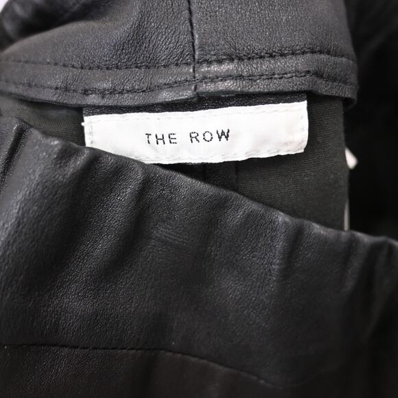 The Row Leather Leggings Medium Black Ankle Zip Straight Leg Pull On Pants - Picture 11 of 13